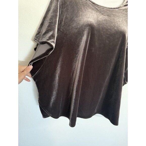 Madewell Velvet Top 2XL Womens Gray Butterfly Classy  Round Neck XXL Plus - Picture 5 of 9